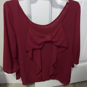 Maroon bow blouse